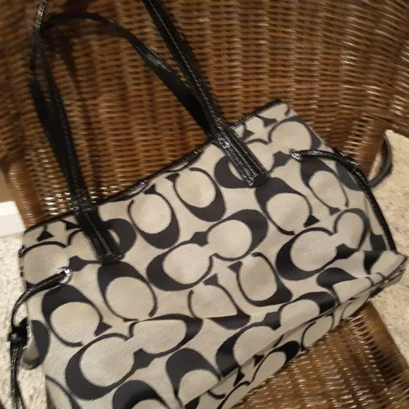 Monogram Coach Satchel w Side Drawstrings - Picture 2 of 7